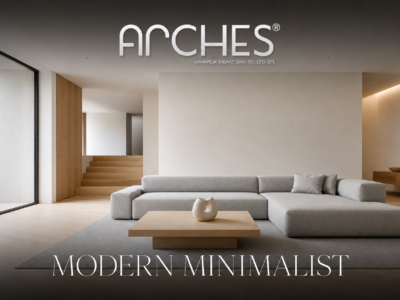 Arches Mimarlık modern minimalist tarz lüks konut ve villa salon iç mekan konsept tasarımı.