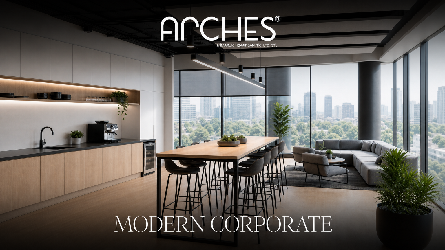 Meshy AI arches office cafe banner web